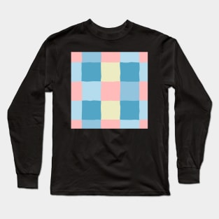 irregular gingham pattern in blue, pink and yellow Long Sleeve T-Shirt